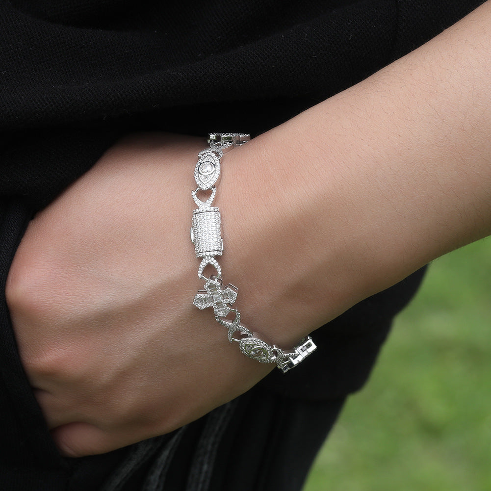 Hip Hop Zirconia Eye Cross Bracelet by nowadaysfashion