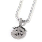 Hip-hop cartoon zircon spiky-head avatar necklace by nowadaysfashion
