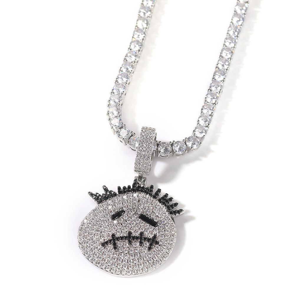 Hip-hop cartoon zircon spiky-head avatar necklace by nowadaysfashion