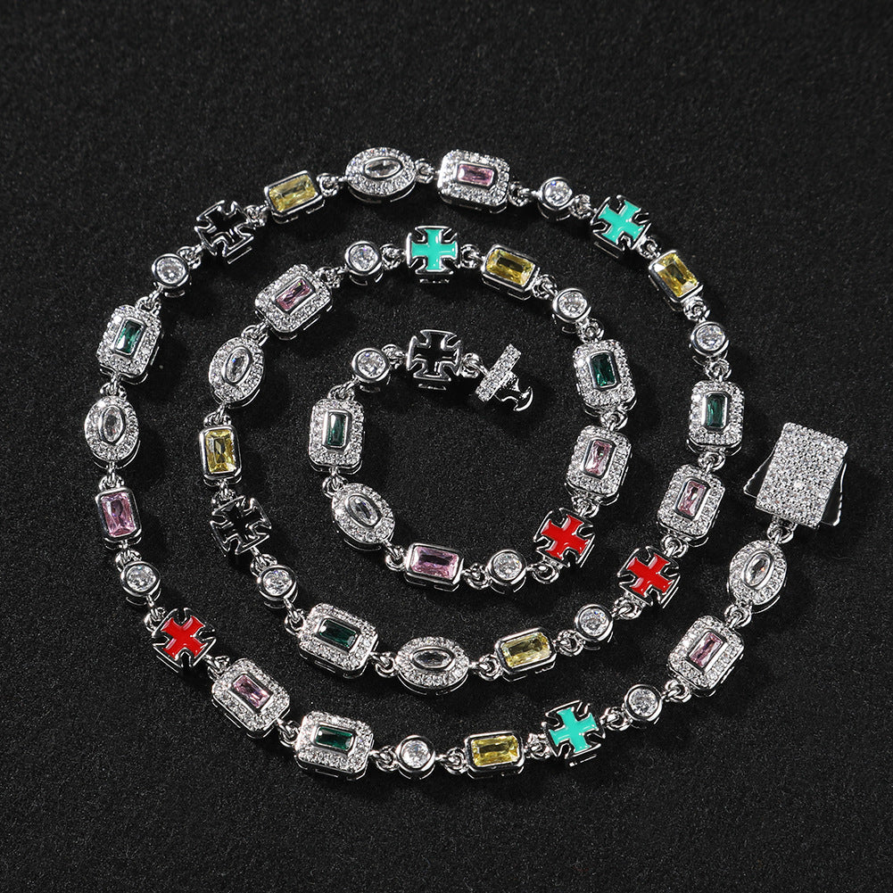 Hip-Hop Diamond-Encrusted 6mm Colored Gemstone Bracelet by nowadaysfashion