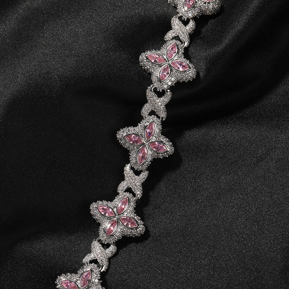 Hip-hop zircon colored infinite four-leaf clover bracelet by nowadaysfashion