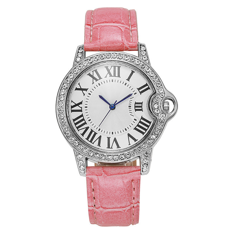 Fashion Diamond-Encrusted Women's Quartz Watch with Leather Strap by nowadaysfashion