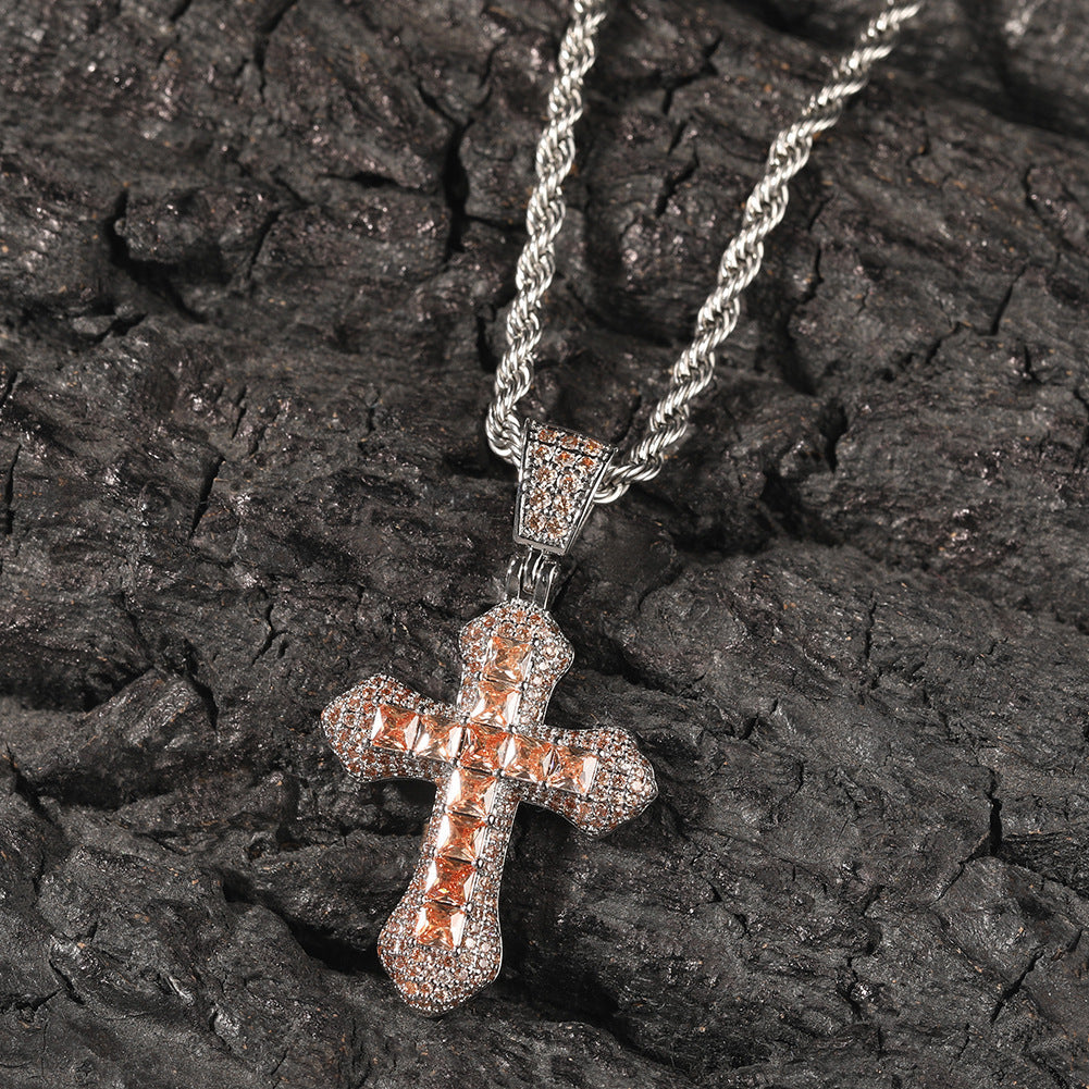 Blue Zircon Cross Hip-hop Necklace by nowadaysfashion