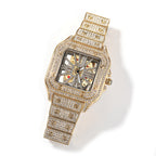 Hip-hop diamond-encrusted hollowed-out square watch by nowadaysfashion