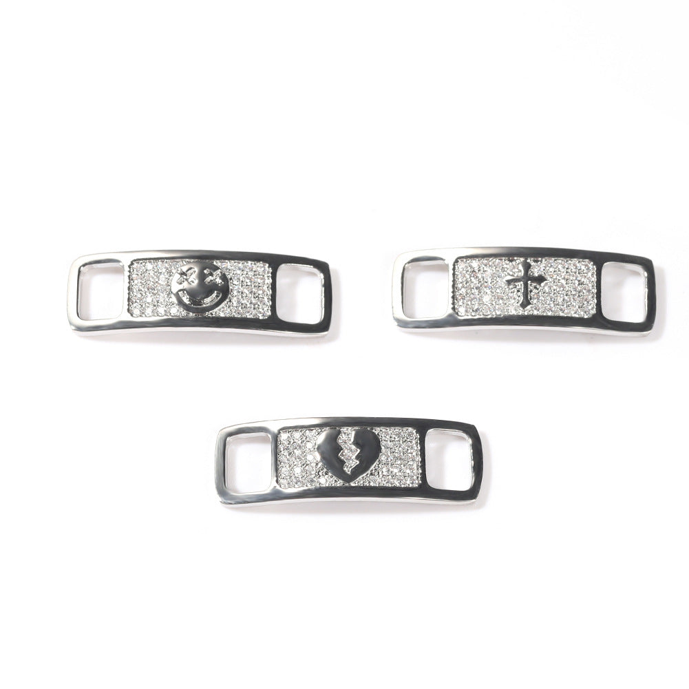 Hip-hop zircon cross smiling face broken heart shoe buckle by nowadaysfashion