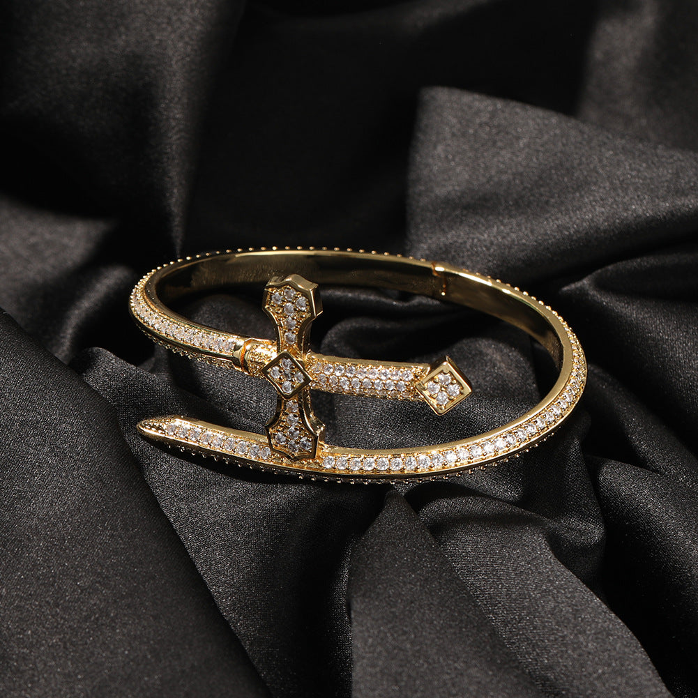 Hip-hop full-diamond justice sword bracelet inlaid with zircon by nowadaysfashion