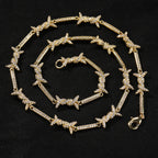 Hiphop zircon-encrusted barbed wire necklace by nowadaysfashion
