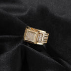 Hip-hop square diamond-encrusted couple ring by nowadaysfashion
