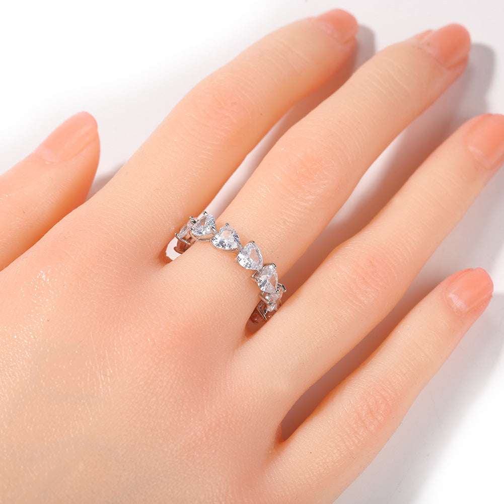 Hip-hop single-row heart-shaped zircon rings by nowadaysfashion