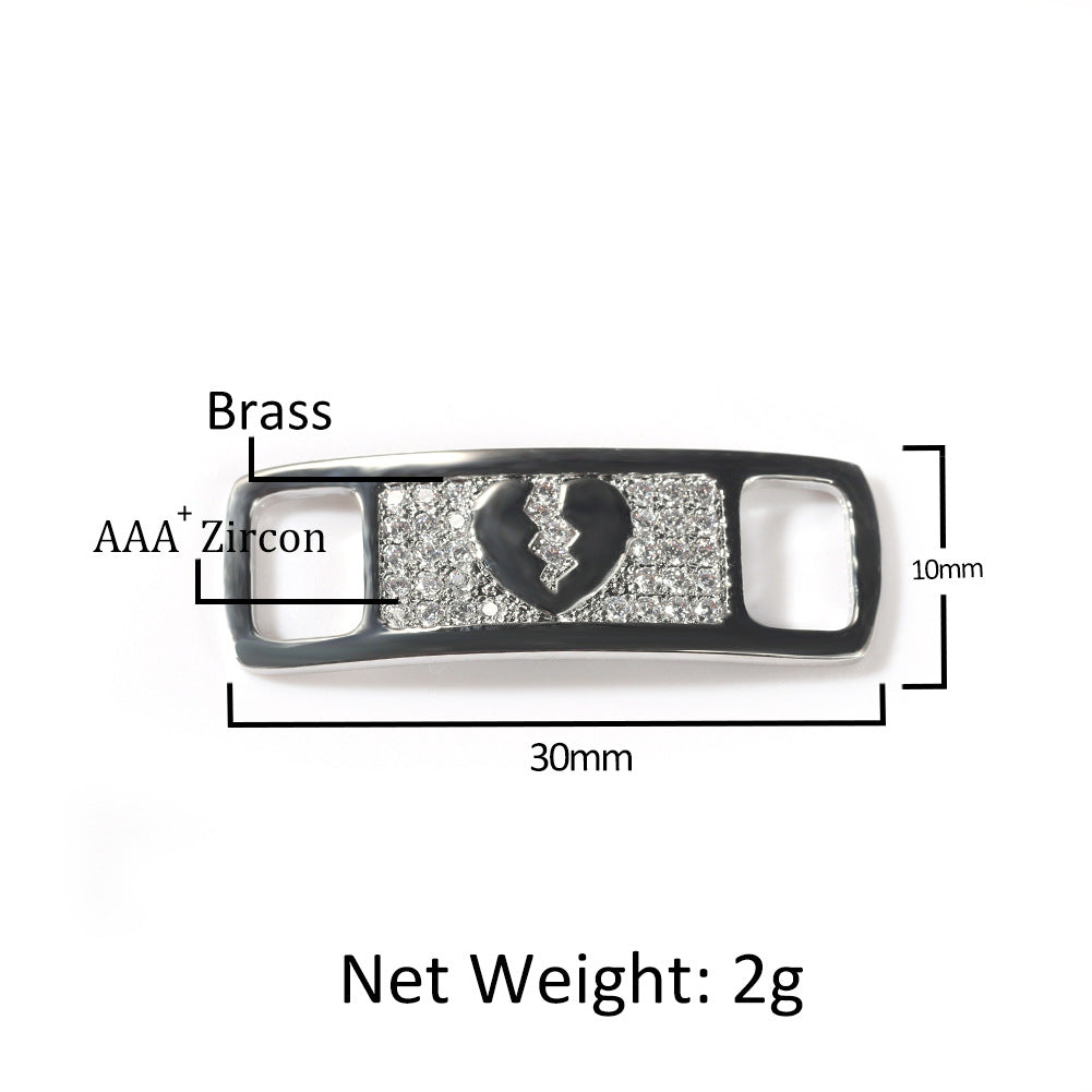 Hip-hop zircon cross smiling face broken heart shoe buckle by nowadaysfashion