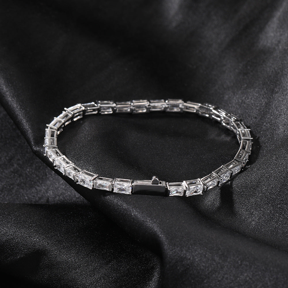 Hip-hop zircon-encrusted emerald color-matching tennis chain by nowadaysfashion