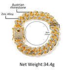 Hip-Hop 12mm Diamond-Encrusted Cuban Chain Bracelet by nowadaysfashion