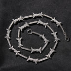 Hiphop zircon-encrusted barbed wire necklace by nowadaysfashion