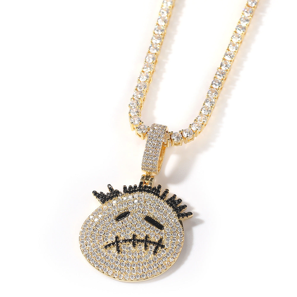 Hip-hop cartoon zircon spiky-head avatar necklace by nowadaysfashion