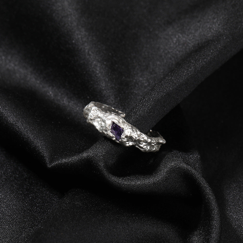 Hip-Hop 925 Silver Ring with Purple Zircon by nowadaysfashion