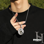 Hip-hop round disc zircon-encrusted praying hands pendant by nowadaysfashion