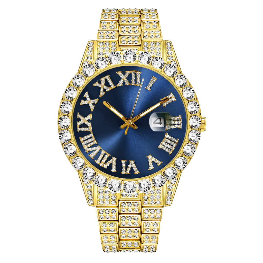 Hip-hop watch with Roman numerals and diamonds, large dial by nowadaysfashion