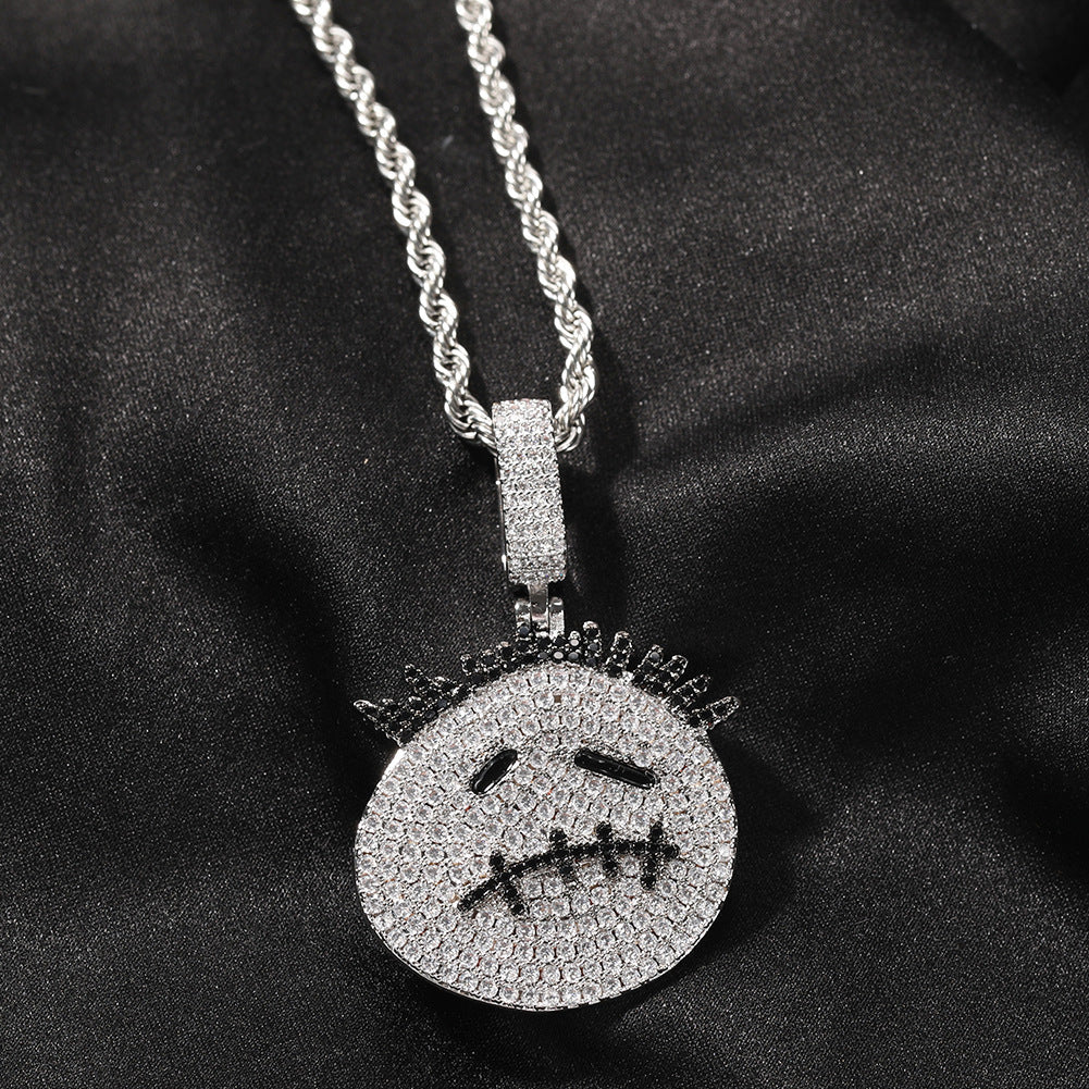 Hip-hop cartoon zircon spiky-head avatar necklace by nowadaysfashion