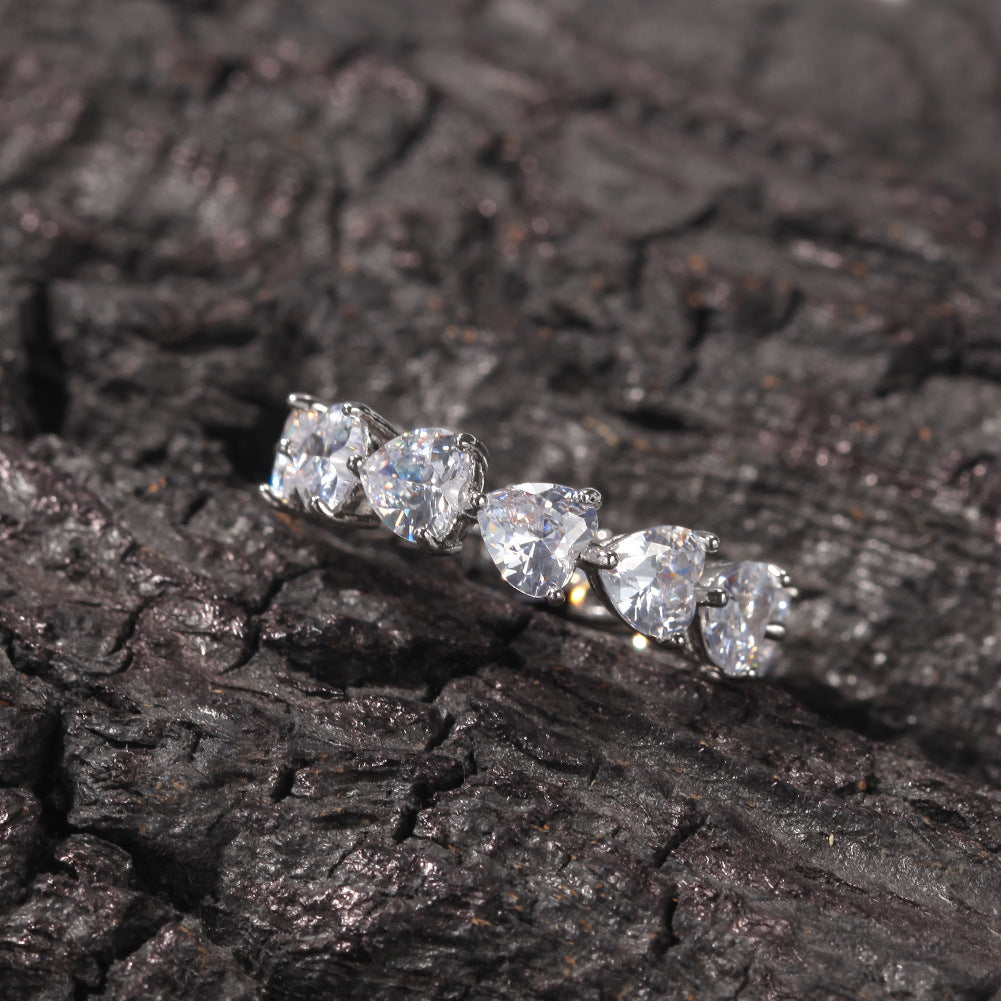 Hip-hop single-row heart-shaped zircon rings by nowadaysfashion