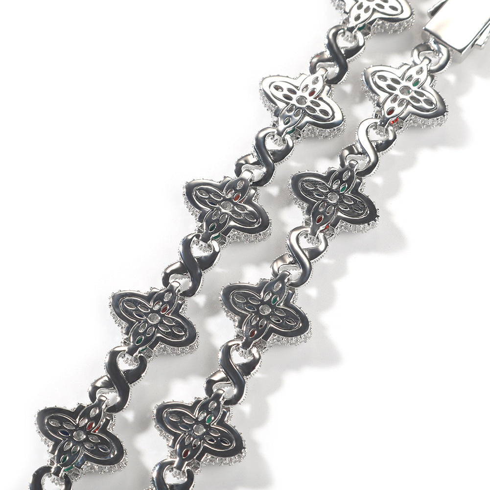 Hip-hop zircon colored infinite four-leaf clover bracelet by nowadaysfashion