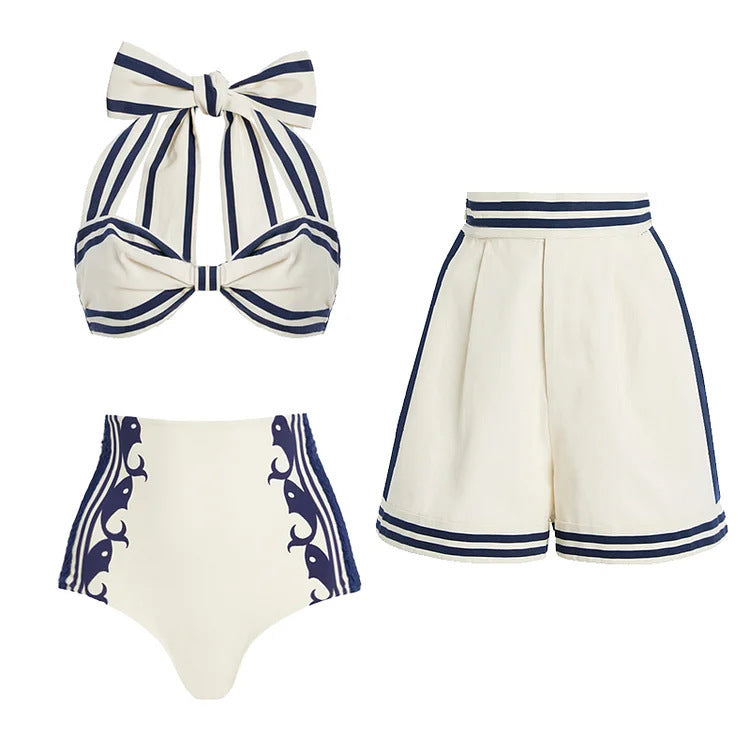 Swimsuit Navy Halter One Piece Swimsuit Set Women by Bella Mia