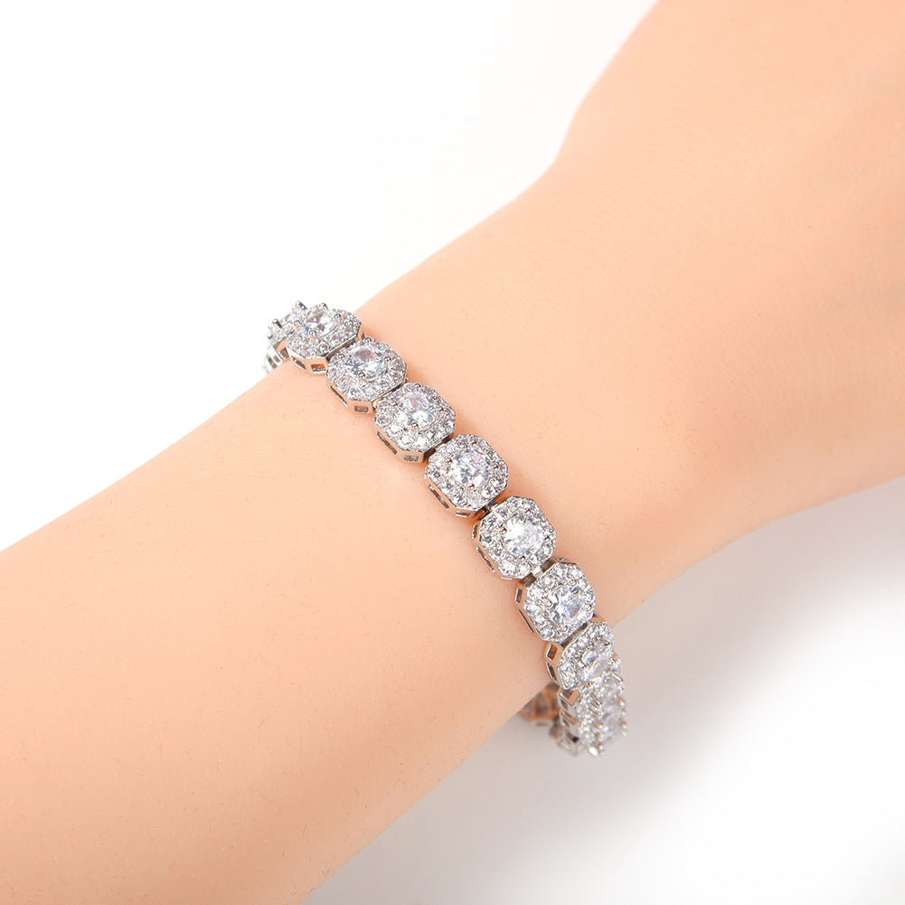 Hip-hop 9mm square rock candy zircon bracelet by nowadaysfashion