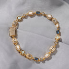 6mm blue colored gemstone bracelet with diamonds by nowadaysfashion