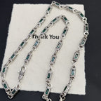 Tang pattern inlaid rectangular zircon necklace