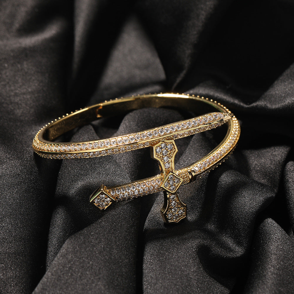 Hip-hop full-diamond justice sword bracelet inlaid with zircon by nowadaysfashion