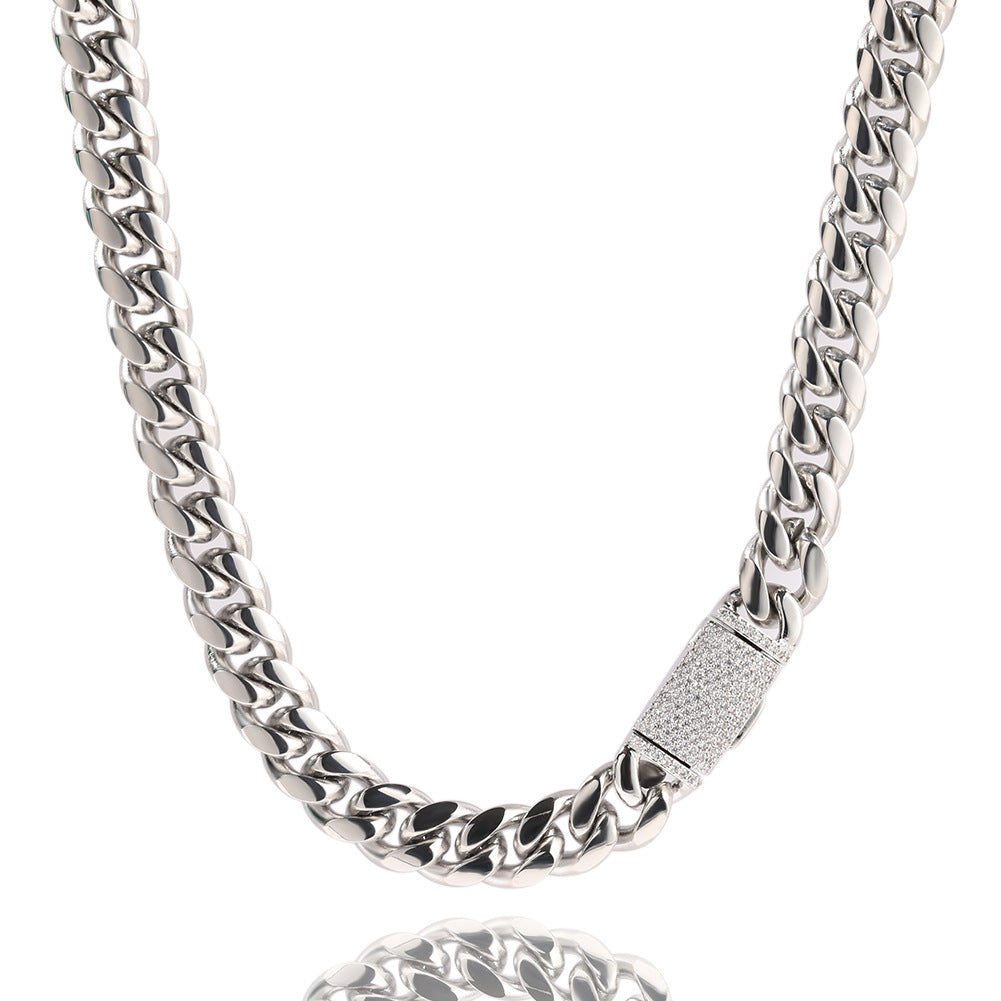Hip-hop zircon stainless steel zircon necklace by nowadaysfashion