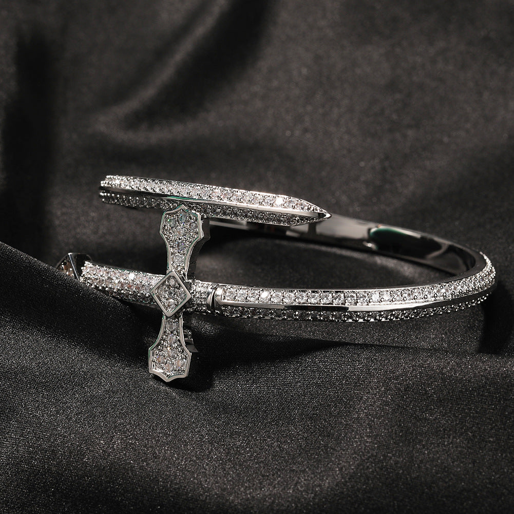 Hip-hop full-diamond justice sword bracelet inlaid with zircon by nowadaysfashion