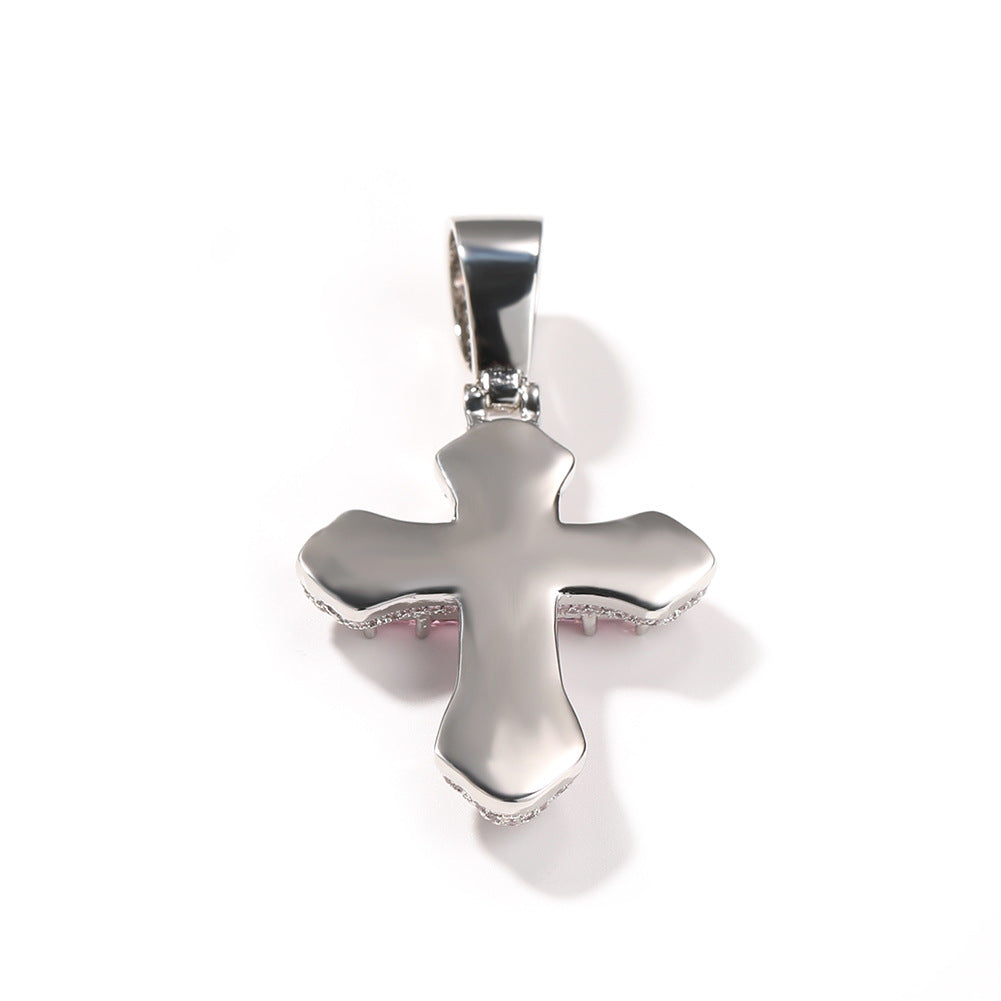 Hip-hop copper-inlaid purple zircon cross necklace by nowadaysfashion