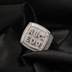 Hip-hop diamond-encrusted zircon DIY letter square ring by nowadaysfashion