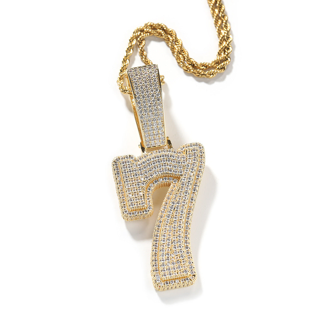 Hip-hop diamond-encrusted number pendant by nowadaysfashion