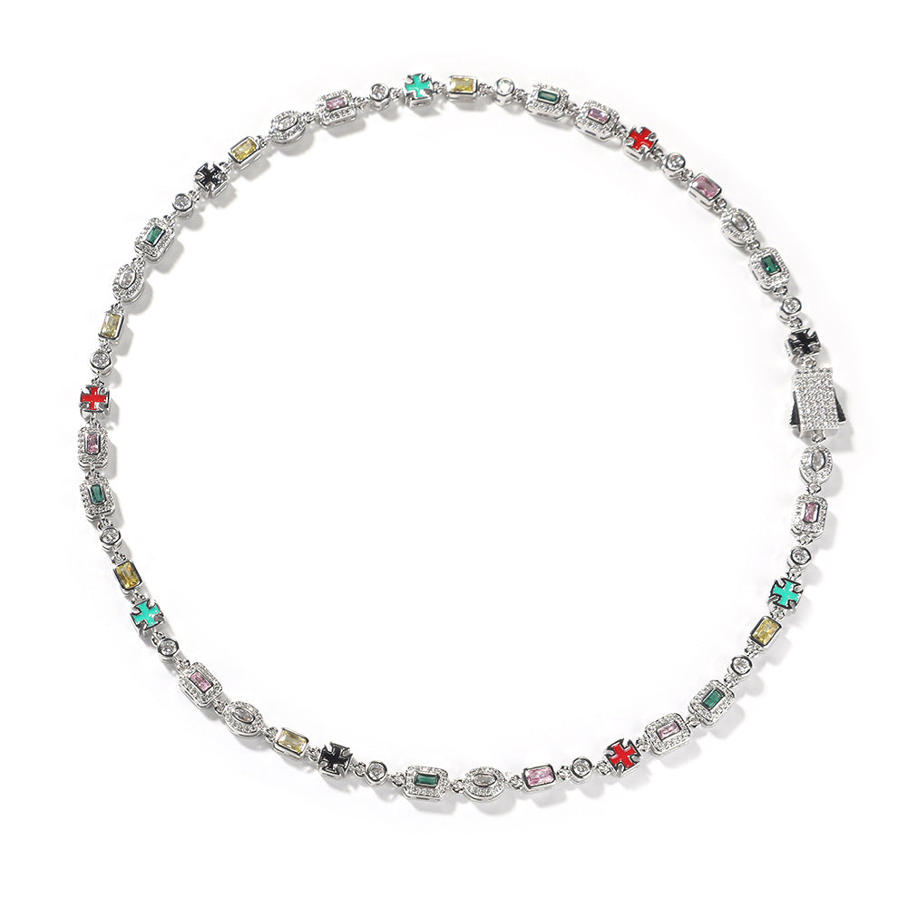 Hip-Hop Diamond-Encrusted 6mm Colored Gemstone Bracelet by nowadaysfashion