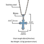 Blue Zircon Cross Hip-hop Necklace by nowadaysfashion