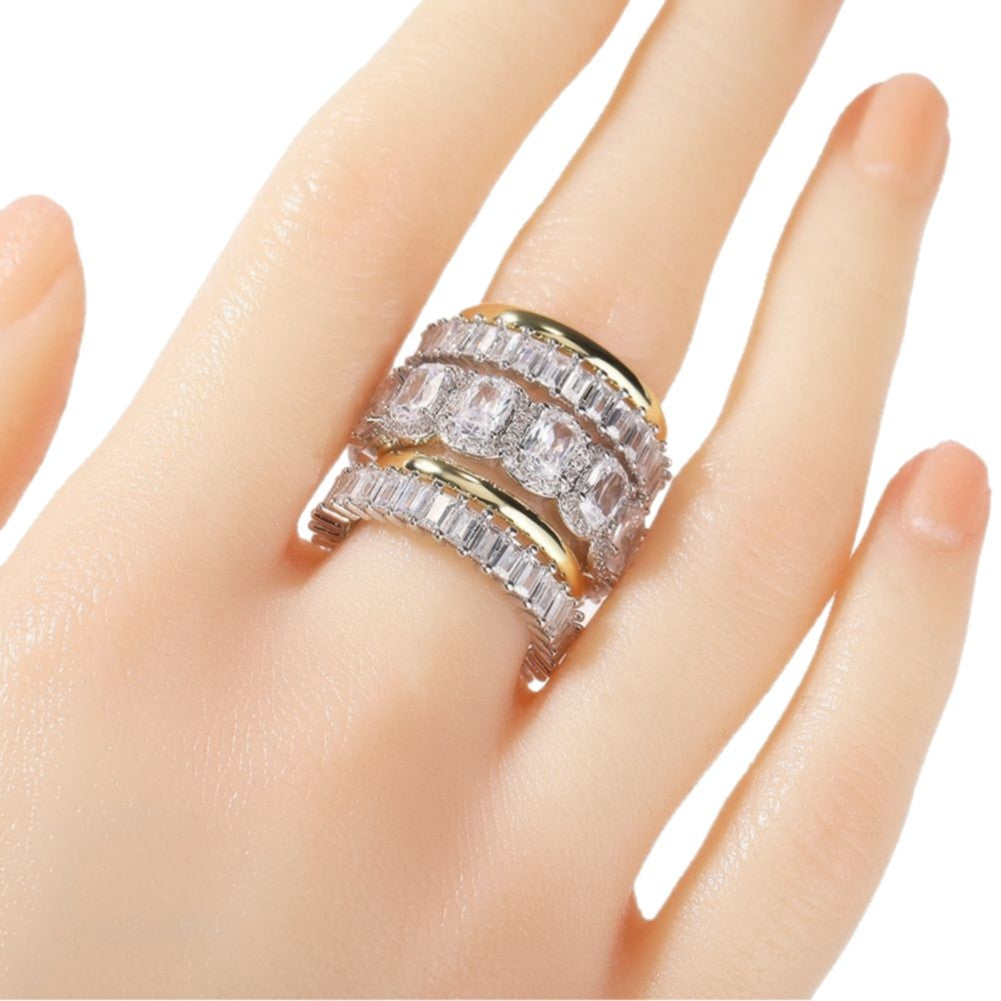 Cool and handsome men's hip-hop diamond-encrusted five-piece ring set by nowadaysfashion