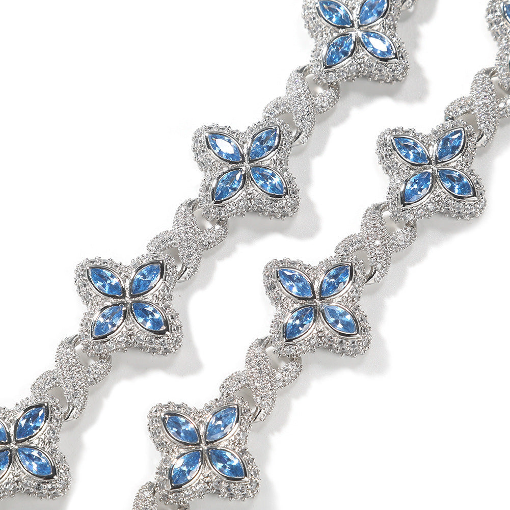 Hip-hop zircon colored infinite four-leaf clover bracelet by nowadaysfashion