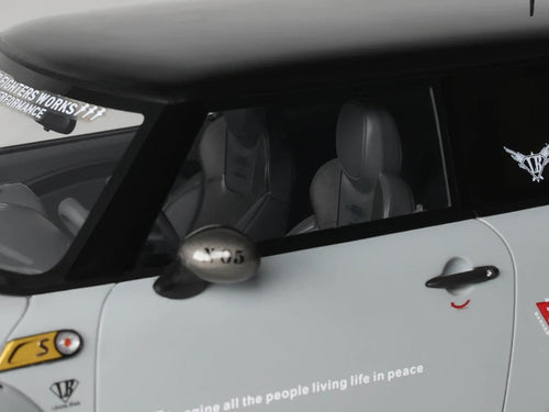 2015 Mini Cooper R56 LB-Works "LB Nation" Gray with Black Top Limited Edition to 999 pieces Worldwide 1/18 Model Car by Otto Mobile by LuxuryLifeWay Online Store