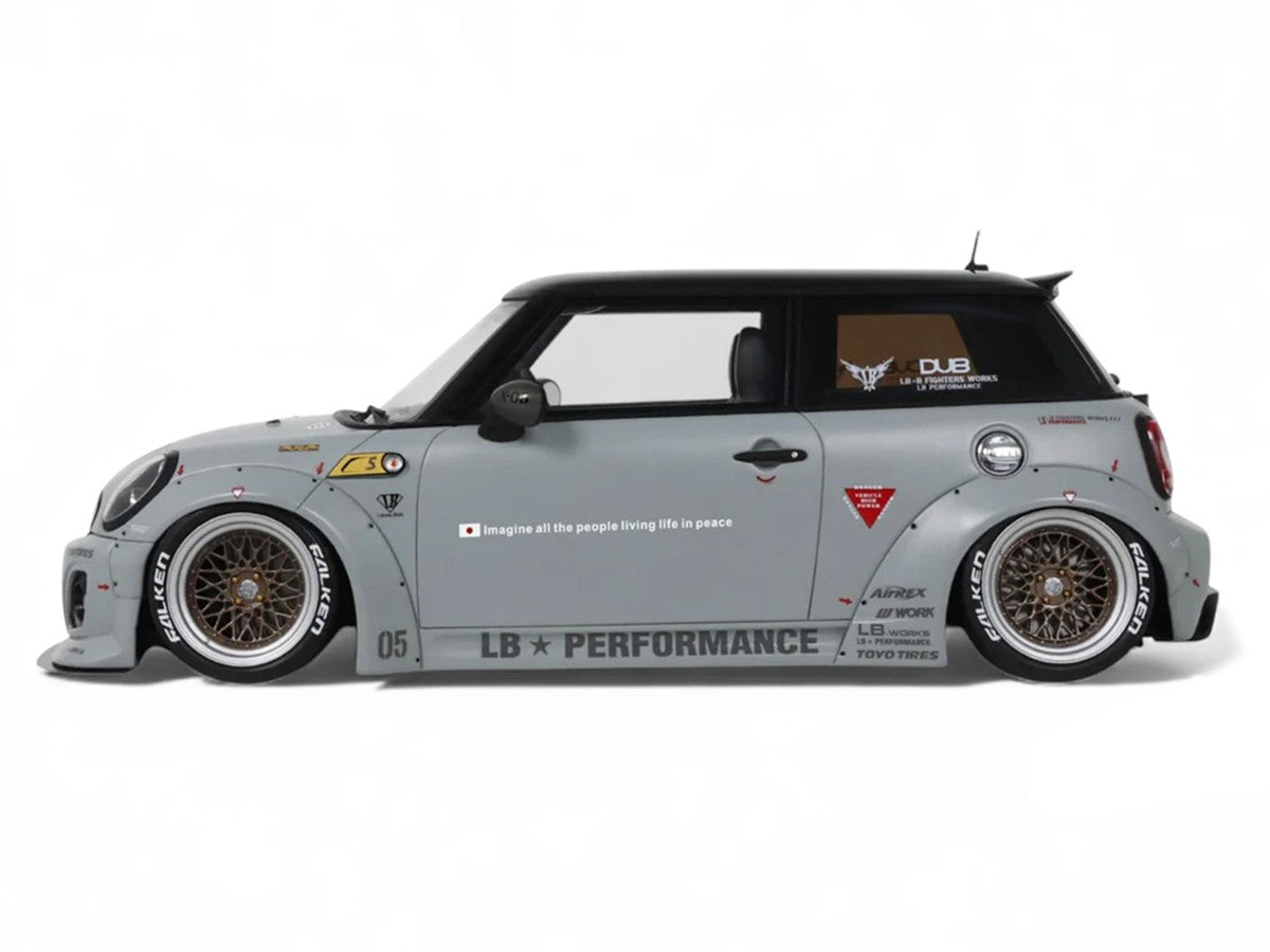 2015 Mini Cooper R56 LB-Works "LB Nation" Gray with Black Top Limited Edition to 999 pieces Worldwide 1/18 Model Car by Otto Mobile