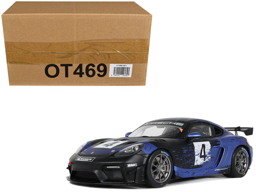 2021 Porsche Cayman 718 GT4 RS Clubsport #4 Black with Blue Graphics Limited Edition to 999 pieces Worldwide 1/18 Model Car by Otto Mobile by LuxuryLifeWay Online Store