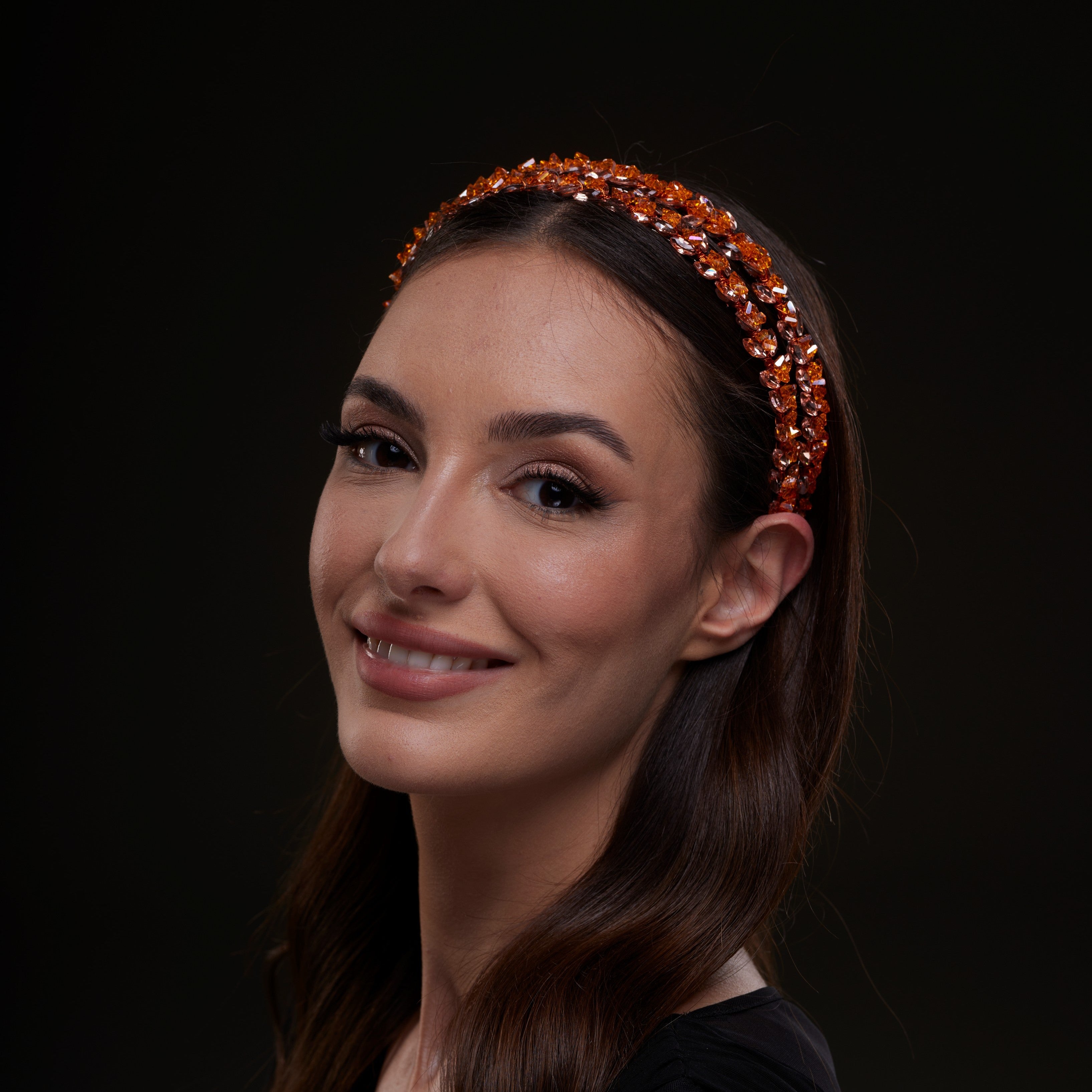 Orange Crystal Beaded Hairband by Bridal Port
