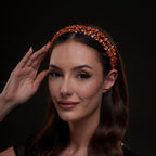 Orange Crystal Beaded Hairband by Bridal Port