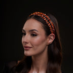 Orange Crystal Beaded Hairband by Bridal Port