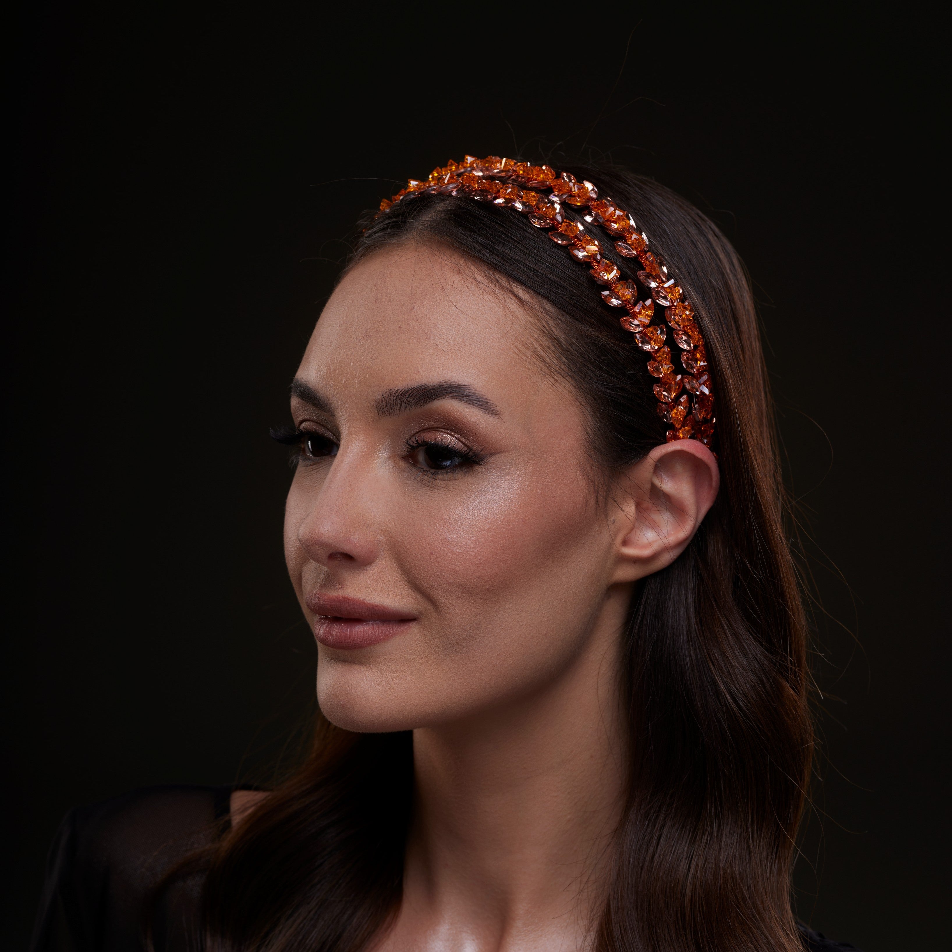 Orange Crystal Beaded Hairband by Bridal Port