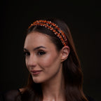 Orange Crystal Beaded Hairband by Bridal Port