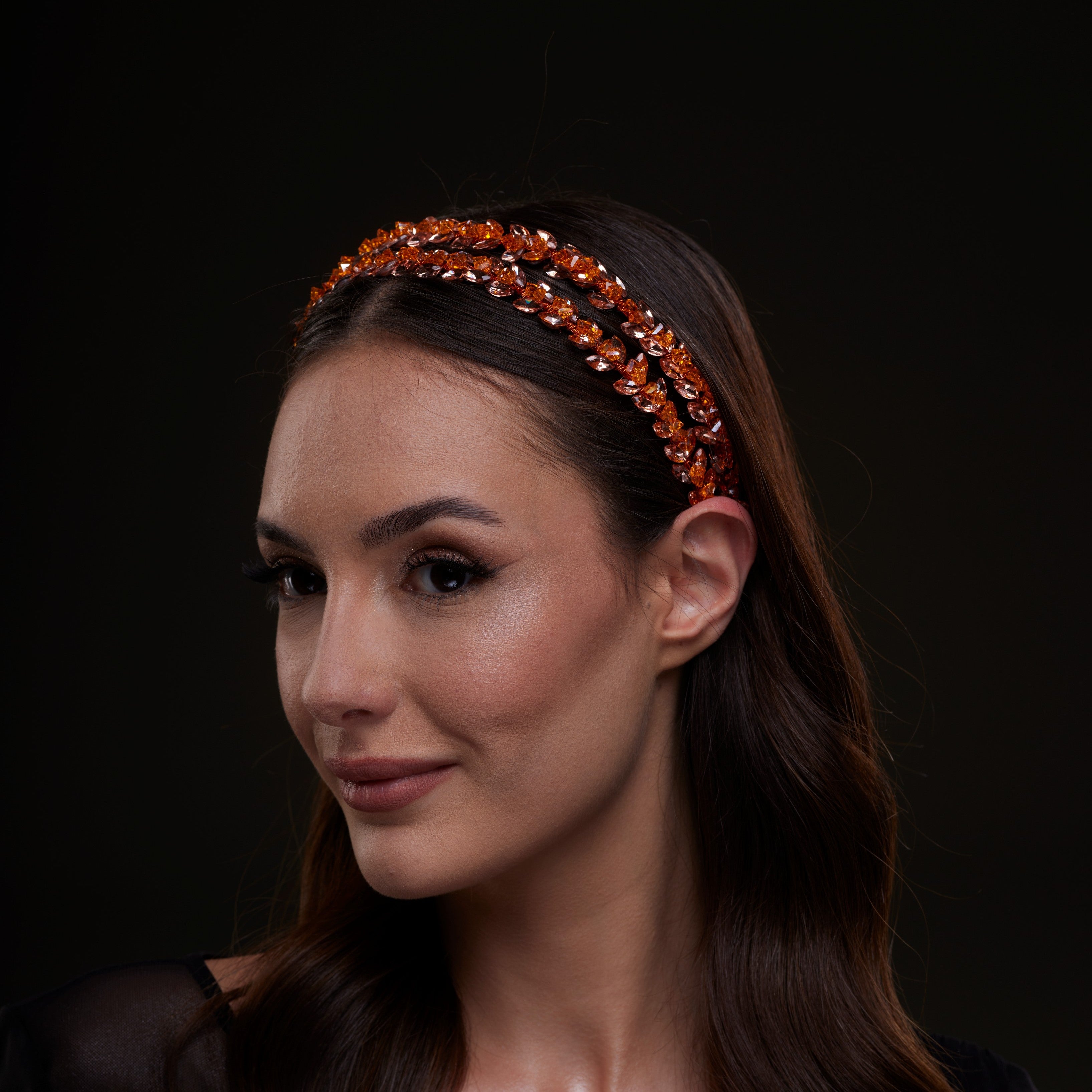 Orange Crystal Beaded Hairband by Bridal Port