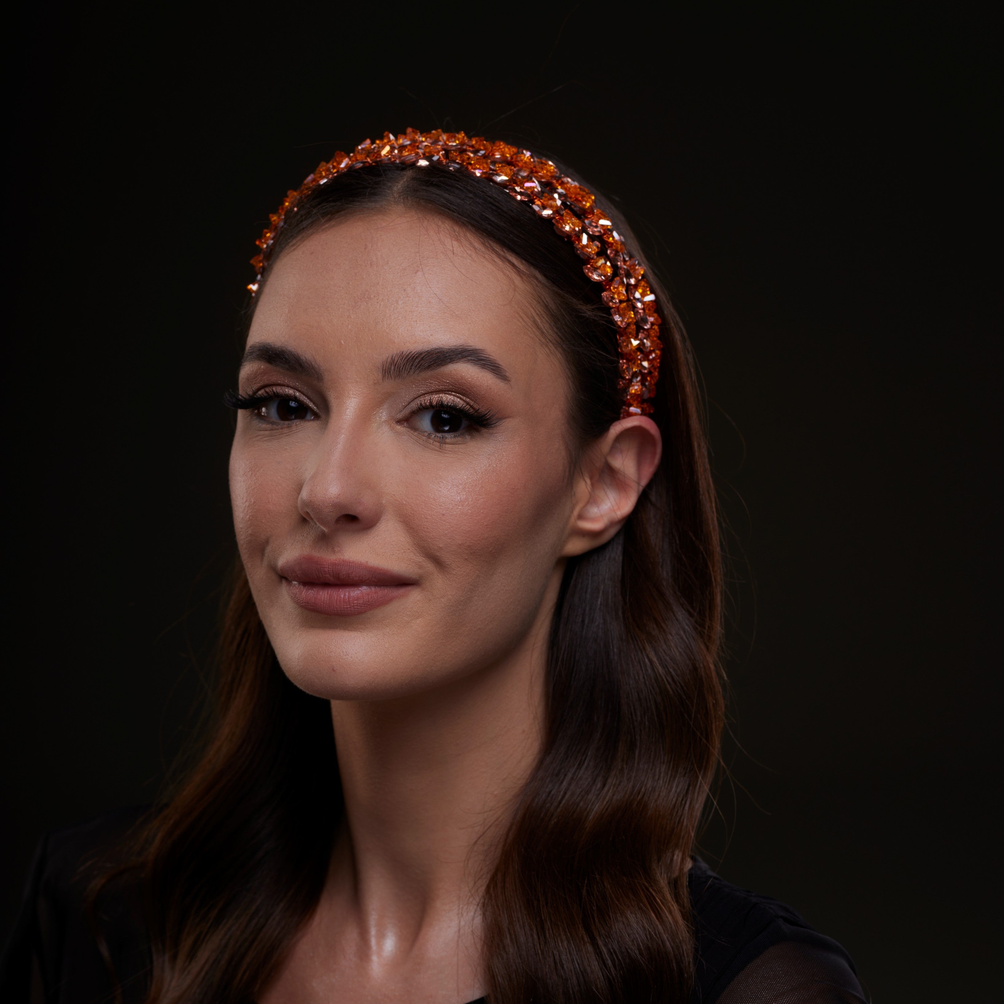 Orange Crystal Beaded Hairband by Bridal Port