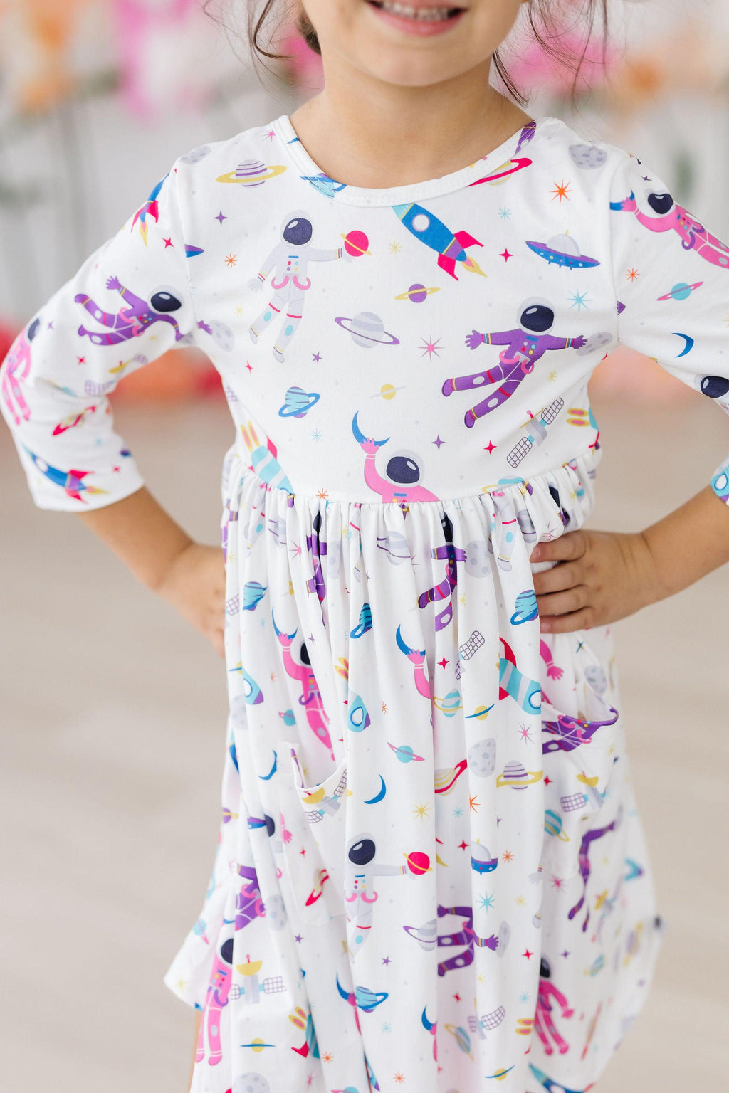 Out of this World 3/4 Sleeve Pocket Twirl Dress by Mila & Rose ®