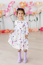 Out of this World 3/4 Sleeve Pocket Twirl Dress by Mila & Rose ®